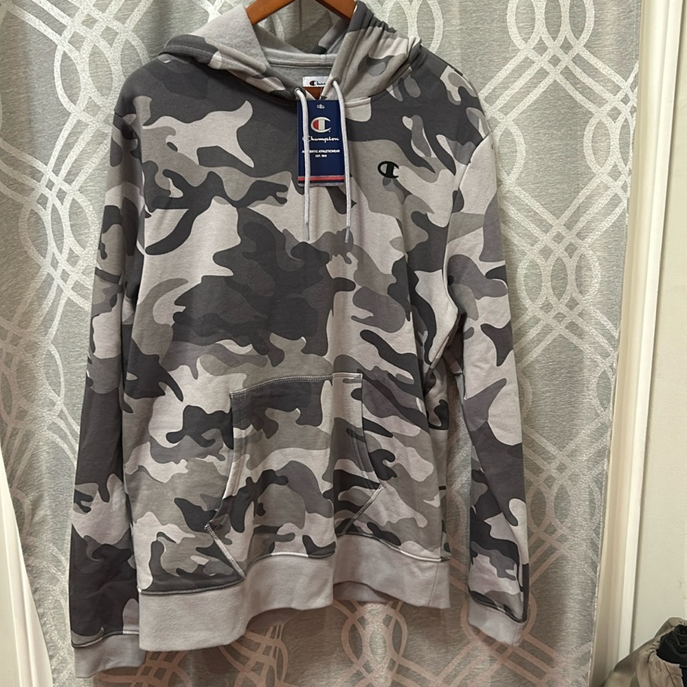 Champion Athletic Wear Mens Size L Hoodie Camo Drawstring Longsleeve Pullover
